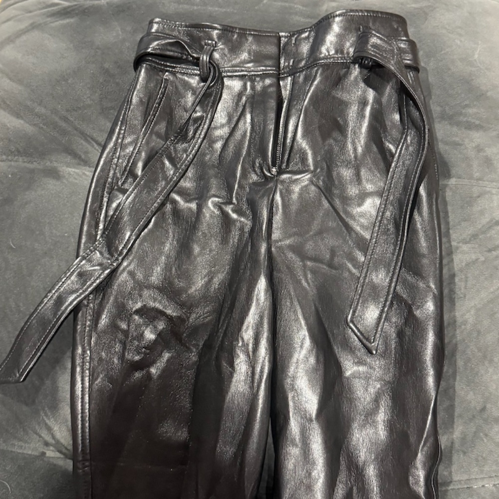 aritzia black leather tie babaton pants